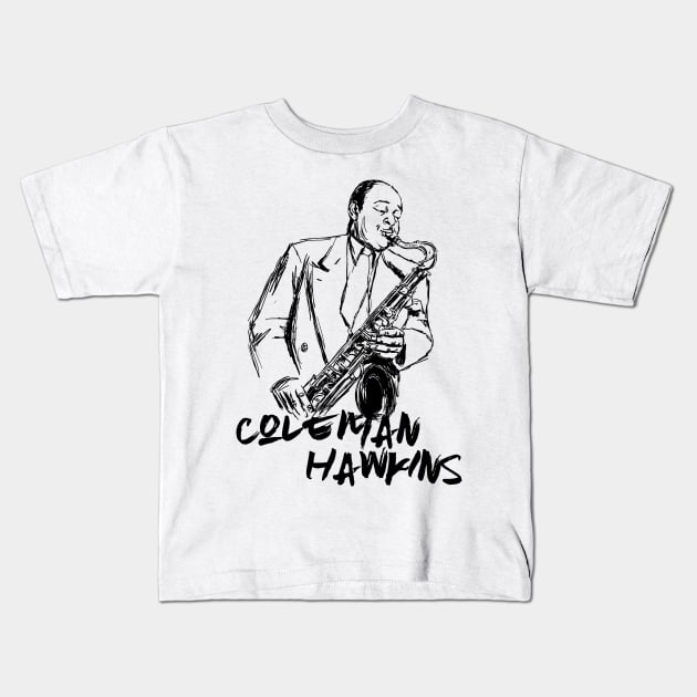 Coleman Hawkins Kids T-Shirt by ThunderEarring